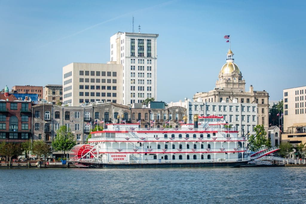 Savannah's own Georgia Queen overlooking River Street
photo by Casey Jones